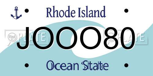 JOOO80 Rhode Island License Plate