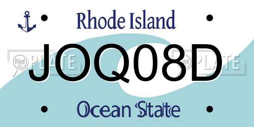 JOQ08D Rhode Island License Plate