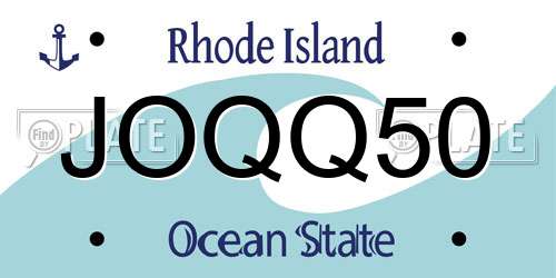 JOQQ50 Rhode Island License Plate