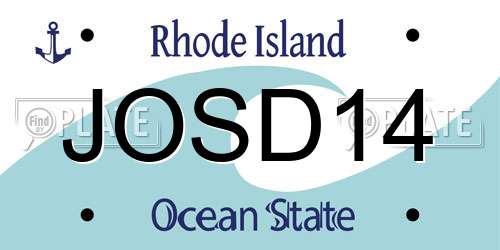 JOSD14 Rhode Island License Plate