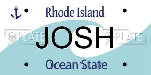 JOSH Rhode Island License Plate