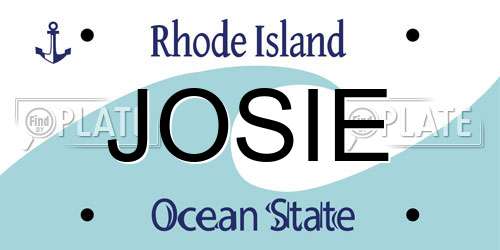 JOSIE Rhode Island License Plate