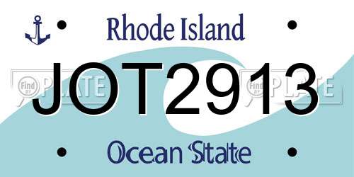 JOT2913 Rhode Island License Plate
