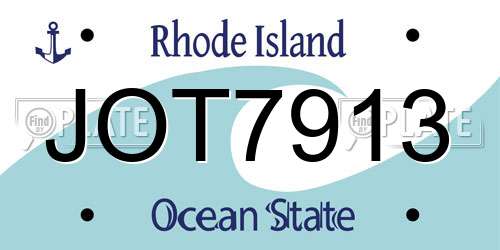 JOT7913 Rhode Island License Plate