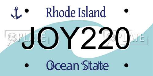 JOY220 Rhode Island License Plate