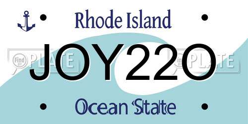 JOY22O Rhode Island License Plate