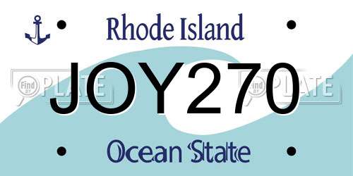 JOY270 Rhode Island License Plate