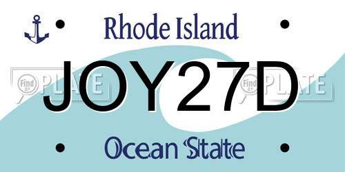 JOY27D Rhode Island License Plate