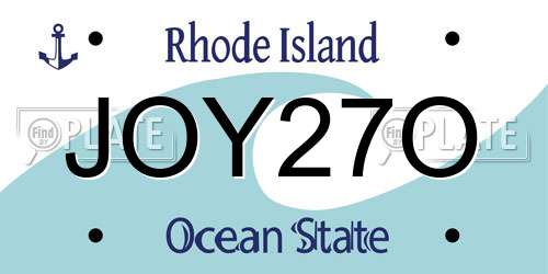 JOY27O Rhode Island License Plate