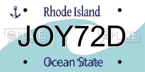 JOY72D Rhode Island License Plate