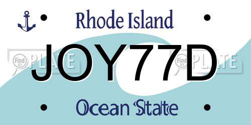 JOY77D Rhode Island License Plate