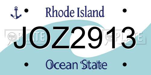 JOZ2913 Rhode Island License Plate