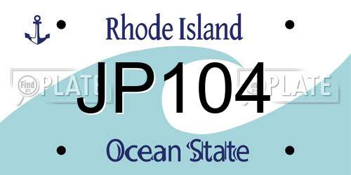 JP104 Rhode Island License Plate