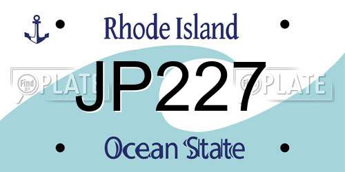 JP227 Rhode Island License Plate