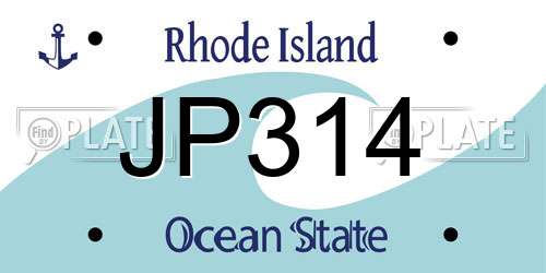 JP314 Rhode Island License Plate