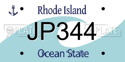 JP344 Rhode Island License Plate