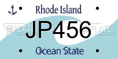 JP456 Rhode Island License Plate