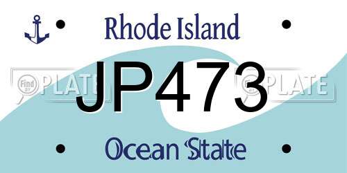 JP473 Rhode Island License Plate