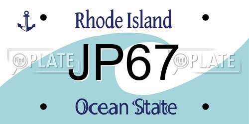 JP67 Rhode Island License Plate