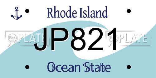 JP821 Rhode Island License Plate
