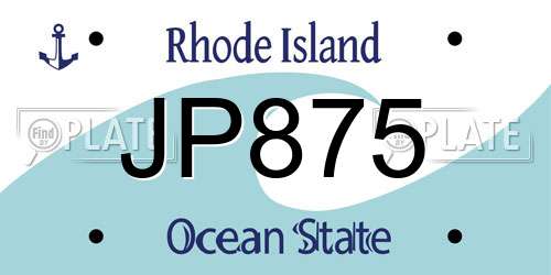 JP875 Rhode Island License Plate