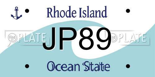 JP89 Rhode Island License Plate