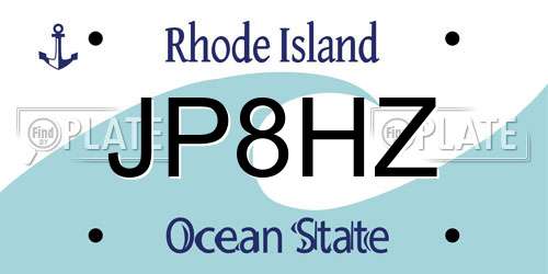 JP8HZ Rhode Island License Plate