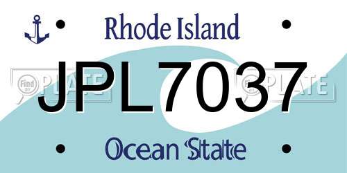 JPL7037 Rhode Island License Plate