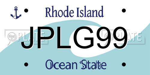 JPLG99 Rhode Island License Plate