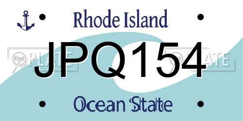 JPQ154 Rhode Island License Plate