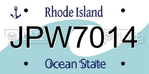 JPW7014 Rhode Island License Plate