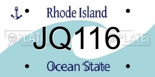 JQ116 Rhode Island License Plate