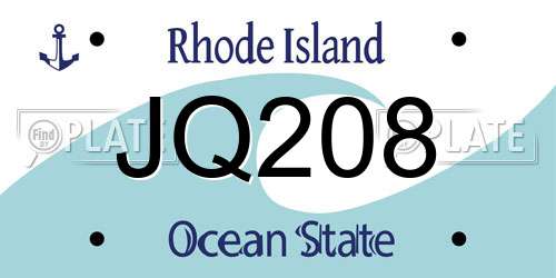 JQ208 Rhode Island License Plate