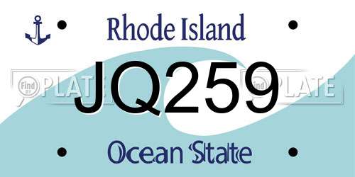 JQ259 Rhode Island License Plate