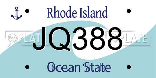 JQ388 Rhode Island License Plate