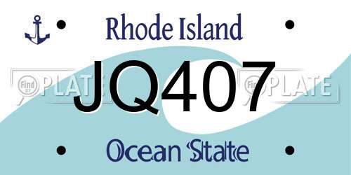 JQ407 Rhode Island License Plate