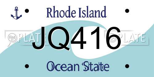 JQ416 Rhode Island License Plate