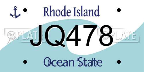 JQ478 Rhode Island License Plate