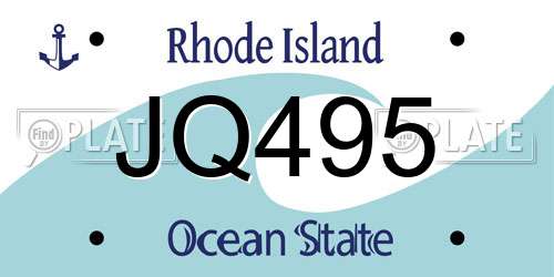 JQ495 Rhode Island License Plate