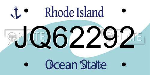 JQ62292 Rhode Island License Plate