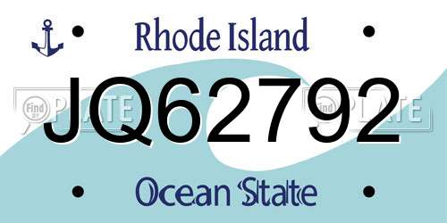 JQ62792 Rhode Island License Plate