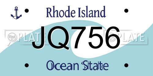 JQ756 Rhode Island License Plate