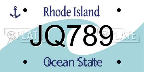 JQ789 Rhode Island License Plate