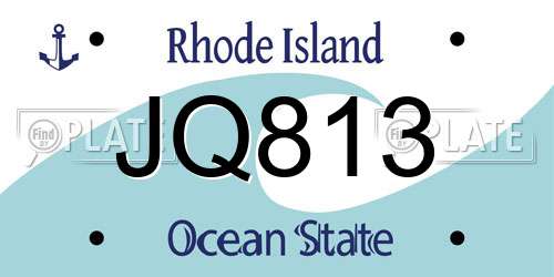 JQ813 Rhode Island License Plate