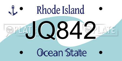 JQ842 Rhode Island License Plate