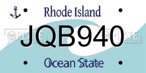 JQB940 Rhode Island License Plate