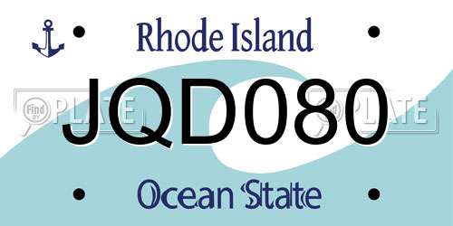 JQD080 Rhode Island License Plate