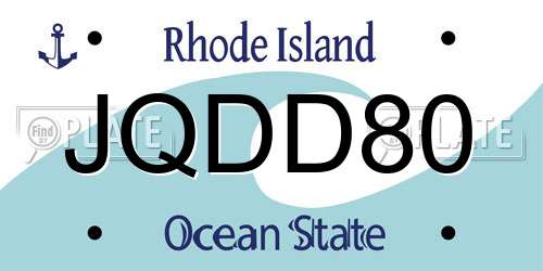 JQDD80 Rhode Island License Plate