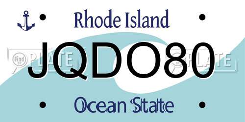 JQDO80 Rhode Island License Plate