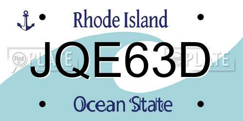 JQE63D Rhode Island License Plate